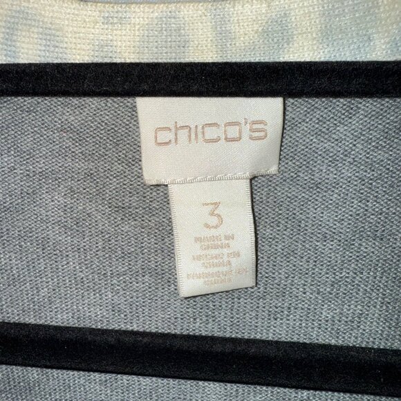 Chico Embellished Animal Print Gray Peyton Button Cardigan Sweater Size 3 XL/16 - Picture 12 of 15